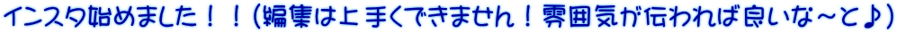 インスタ始めました！！（編集は上手くできません！雰囲気が伝われば良いな～と♪）